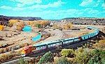 Postcard view of El Capitan passing through Shoemaker Canyon, New Mexico, in the 1950s