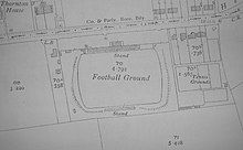 A map showing the Fulfordgate association football ground and its surroundings