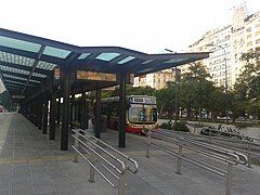 Number 100 bus at Santa Fe station