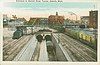 A postcard showing the entrance to the Detroit River Tunnel in the early 1900s