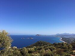 The Gulf of Arbatax seen from the mountains of the territory of Baunei, which is the first part of the Selvaggio Blu.