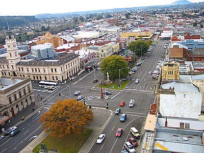 Looking east over Sturt Street and the CBD toward Bridge Mall from Ballarat Town Hall clock tower