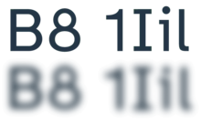 On the top line, the characters "B8 1Iil". On the bottom line, the same characters, very blurred but still readable to most people.