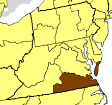 Location of the Diocese of Southern Virginia