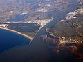 Aerial view of the Guadiana mouth. The bridge is at top right