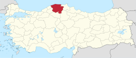 Location of the province within Turkey