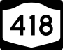 New York State Route 418 marker