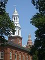 The North Church on the New Haven Green in New Haven, CT, USA. Also shows the Union and New Haven Trust Building.