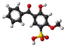 Ball-and-stick model of the sulisobenzone molecule