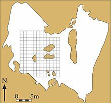 A plan of the Swartkrans Cave (Gauteng, South Africa) showing the excavation grid of C. K. Brain in 1979