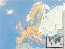 Location of the Map caption/doc (orange) – in Europe (tan & white) – in the European Union (tan)  [Legend]