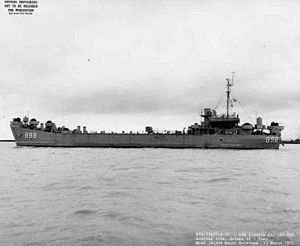 USS Lincoln County (LST-898) off Mare Island Naval Shipyard, 15 March 1957