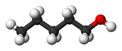 Ball and stick model of 1-pentanol