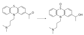 Acepromazine and its major metabolite, hydroxyethylpromazine sulfoxide (aka 2-(1-hydroxyethyl) promazine sulfoxide)