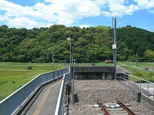 The end of the Asatō Line track (before the construction of roads exclusively for dual-mode vehicles).