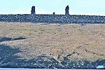 Kigilyakh stone pillars on Chetyrokhstolbovoy Island. Kigilyakh means "stone man" in Yakut.