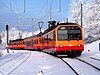 An S10 Uetlibergbahn train of Sihltal Zürich Uetliberg Bahn (SZU), tailed by Be 556 524, has just left Uetliberg station for Zürich HB in 2005