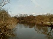 The confluence of the Ihme with the Leine, with the Leine shown on the right