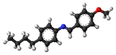 Ball-and-stick model of the MBBA molecule