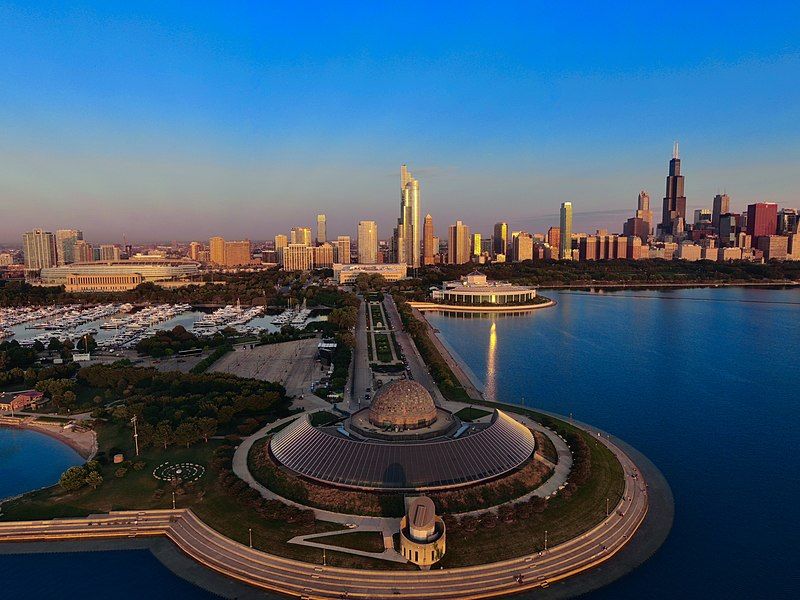 Adler Planetarium (aerial view), Chicago