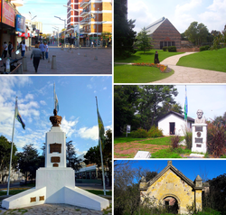 Aerial view of San Juan Bautista square. Argentinian Biological Institute. Monteagudo pedestrian zone. Schönstatt Sanctuary. José de San Martín Monument. "Guillermo Enrique Hudson" ecological and cultural park. Ruins of the St. John Scottish Presbyterian Chapel.