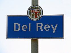 Del Rey neighborhood sign at the intersection of Centinela Avenue & Washington Boulevard