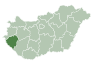 Map of Hungary highlighting Zala County