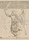 An engraving of Orion from Johann Bayer's Uranometria, 1603