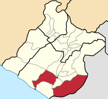 Location of the Tacna District in the Tacna province