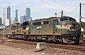 Image 3Pacific National diesel locomotives in Australia showing three body types, cab unit (front), hood unit (middle) and box cab (rear) (from Locomotive)