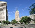 Cadillac Place (left) with the Fisher Building, both by Albert Kahn