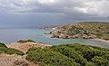 View southward across East Akropolis. Itanos Bay and Beach in the background, Cape Plaka, Skaria Beach and the Grandes Islands further down. Vai Beach not visible.