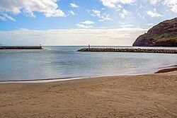 The man made coastal beach of Machico.