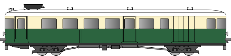 Compagnie du Midi railcar in livery.