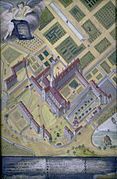 Port-Royal-des-Champs, 18th-century axonometric plan engraving by Horthemels (c. 1710)