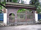 A Székely gate in front of the Székely National Museum, in Sfântu Gheorghe, Romania