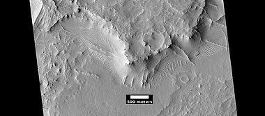 More linear ridge networks from same location as previous image, as seen by HiRISE under HiWish program