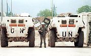 French armoured personnel carriers during the siege of Sarajevo