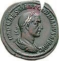 Portrait of the emperor Gordianus I (238) on a bronze sestertius