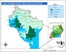 Map showing the location of Bukaleba forest reserve in Mayuge district.