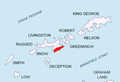 Location of Tangra Mountains on Livingston Island in the South Shetland Islands