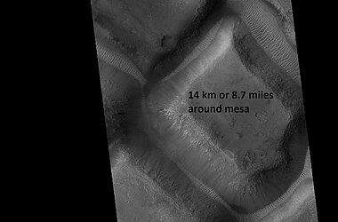 Mesa, as seen by HiRISE under HiWish program. This may make for a good race around a mesa someday in the far future.