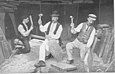 Quarrymen splitting slate at Dinorwig Quarry, Wales c. 1910