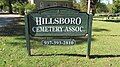 Hillsboro Cemetery Association sign.