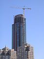 Work on the upper floors of the tower in mid-August.