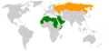 a Map of the Arab League and Russia