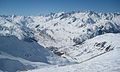 Andermatt from Pazolastock/Piz Nurschalas (2739 m) looking west through the Urseren towards the Bernese Alps with the Finsteraarhorn (4274 m) in the middle