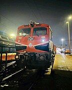 15617 hauled by NGC/WDP-4D in Shri Ram's saffron livery, is ready to leave from Guwahati (2024)