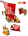 BC battleground map based on the predictions by Will McMartin on The Tyee.