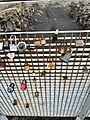 Love locks as seen on the footbridge at the Eurasian Rift in Iceland